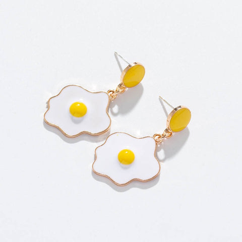 Cute Cartoon Poached Egg Earrings