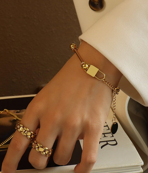 Balanced Lock 18k Gold Plated Bracelet