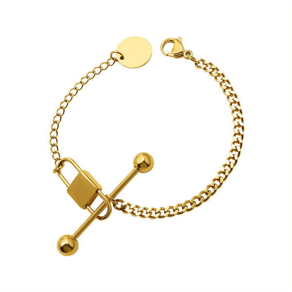 Balanced Lock 18k Gold Plated Bracelet