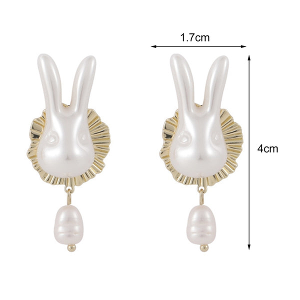 Baroque Pearl Bunny Drop Earrings