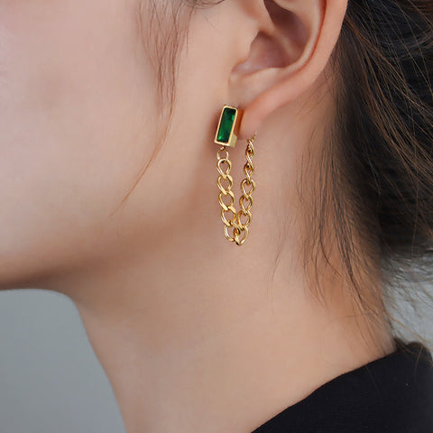 Chain Gemstone Earrings